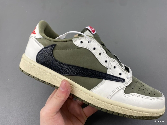 1st Kicks AIR OLIVE 1 OG DM7866-200 LOW X TRAVIS MEDIUM JORDAN SCOTT 0705